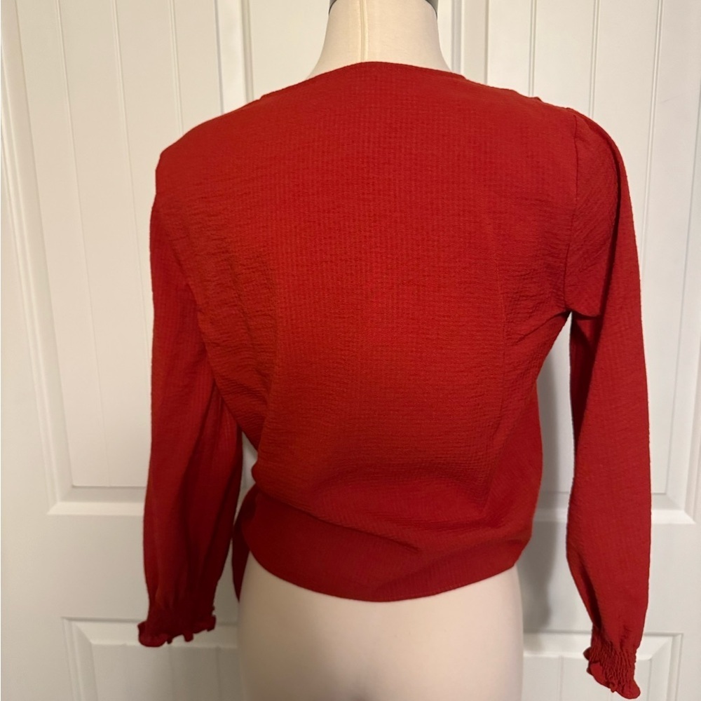 Madewell Burnt orange/brick red wrap top - Picture 4 of 8